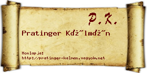 Pratinger Kálmán névjegykártya